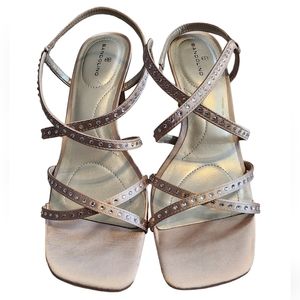 Bandolino Strappy Heels in Metallic and Tan